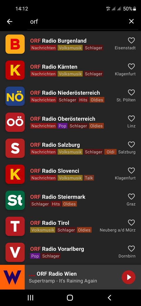 Sendersuche in der App